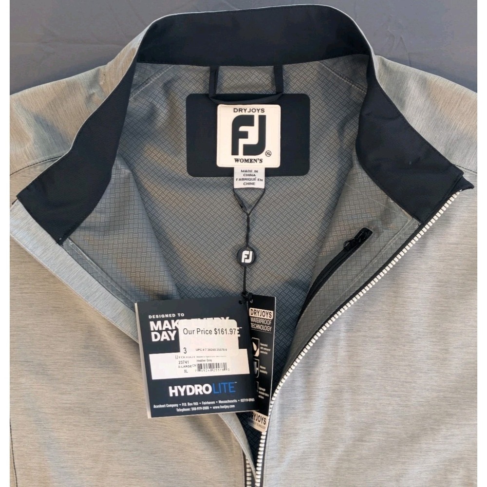 Footjoy Hydrolite Rain Jacket XL Womens DryJoys Grey Golf Full Zip New NWT 0016‎ - Picture 4 of 6